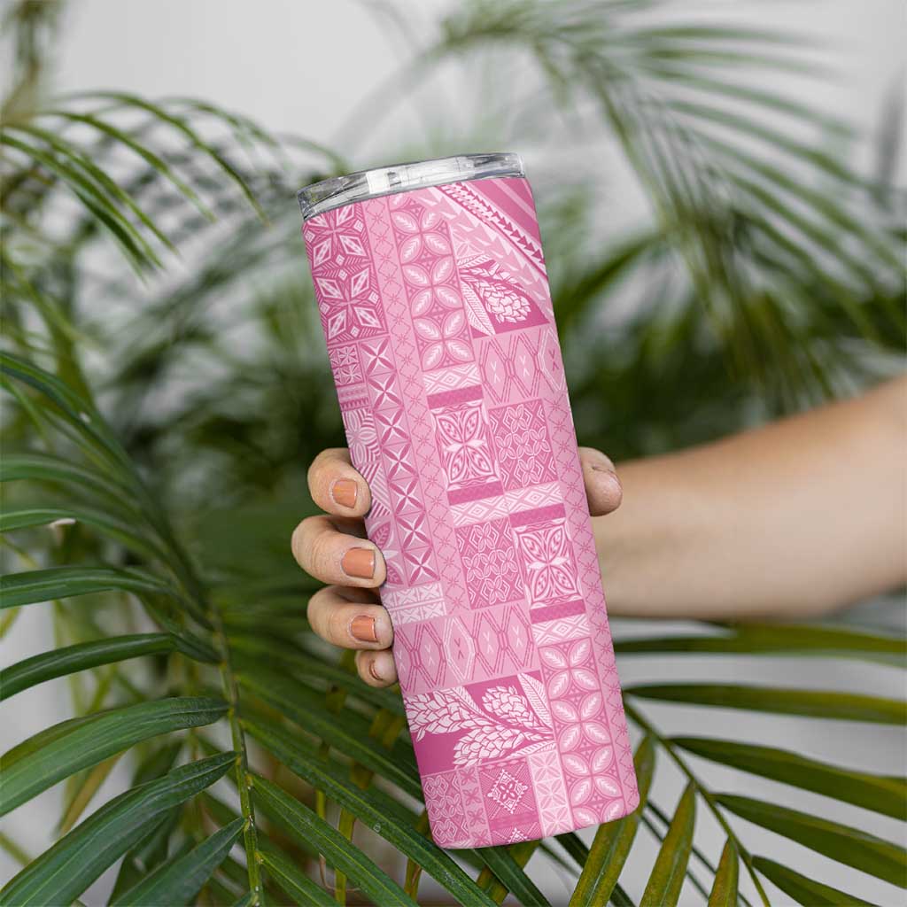 Pasifika Women's Day - Samoa Siapo Malu Tattoo Inspired Skinny Tumbler Pink