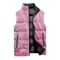 Pasifika Women's Day - Samoa Siapo Malu Tattoo Inspired Sleeveless Puffer Jacket Pink