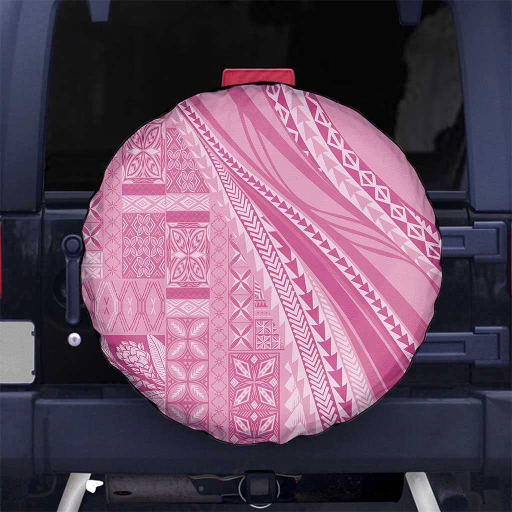 Pasifika Women's Day - Samoa Siapo Malu Tattoo Inspired Spare Tire Cover Pink LT7 No hole Pink - Polynesian Pride