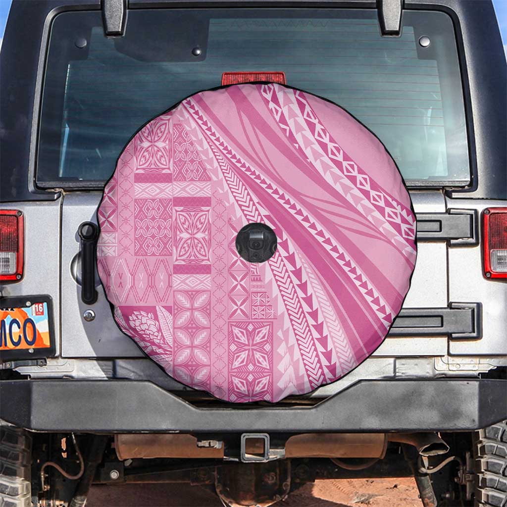 Pasifika Women's Day - Samoa Siapo Malu Tattoo Inspired Spare Tire Cover Pink LT7 Pink - Polynesian Pride