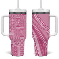 Pasifika Women's Day - Samoa Siapo Malu Tattoo Inspired Tumbler With Handle Pink