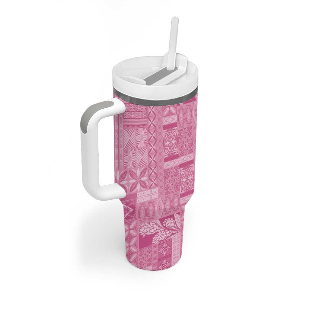 Pasifika Women's Day - Samoa Siapo Malu Tattoo Inspired Tumbler With Handle Pink