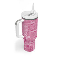 Pasifika Women's Day - Samoa Siapo Malu Tattoo Inspired Tumbler With Handle Pink