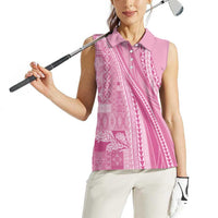 Pasifika Women's Day - Samoa Siapo Malu Tattoo Inspired Women Sleeveless Polo Shirt Pink LT7 - Polynesian Pride