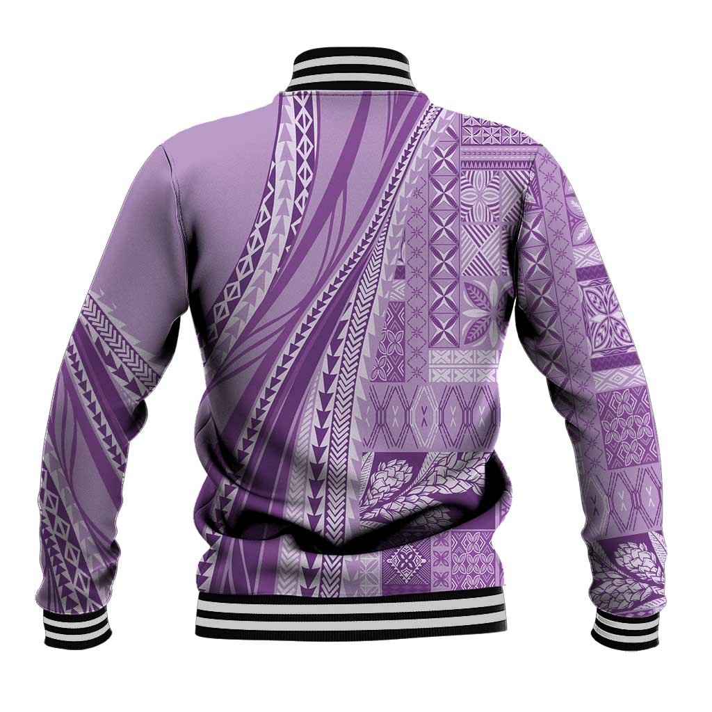 Pasifika Women's Day - Samoa Siapo Malu Tattoo Inspired Baseball Jacket Lavender