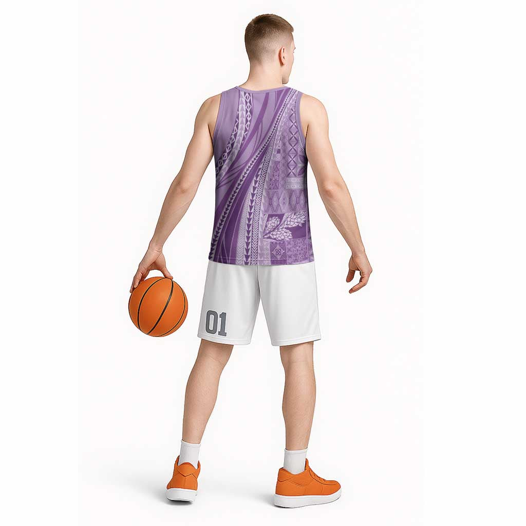 Pasifika Women's Day - Samoa Siapo Malu Tattoo Inspired Basketball Jersey Lavender