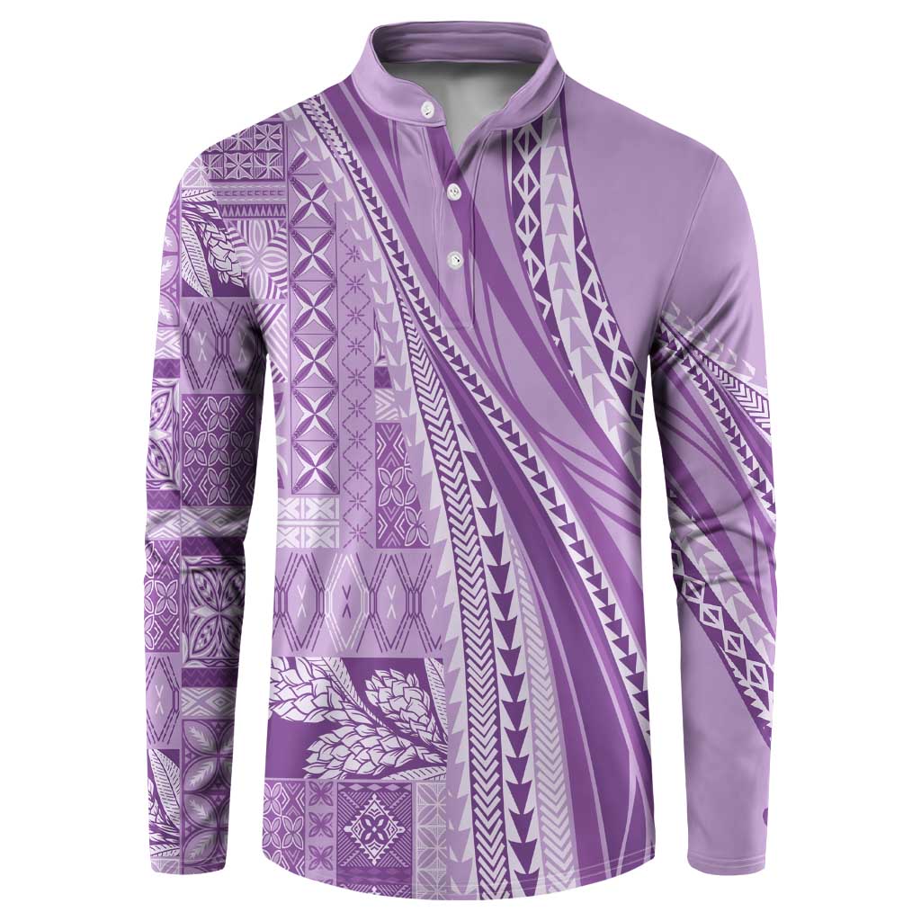Pasifika Women's Day - Samoa Siapo Malu Tattoo Inspired Button Sweatshirt Lavender