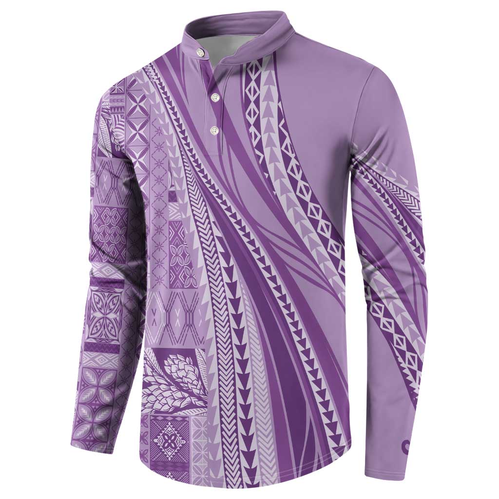 Pasifika Women's Day - Samoa Siapo Malu Tattoo Inspired Button Sweatshirt Lavender