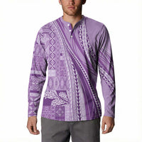 Pasifika Women's Day - Samoa Siapo Malu Tattoo Inspired Button Sweatshirt Lavender