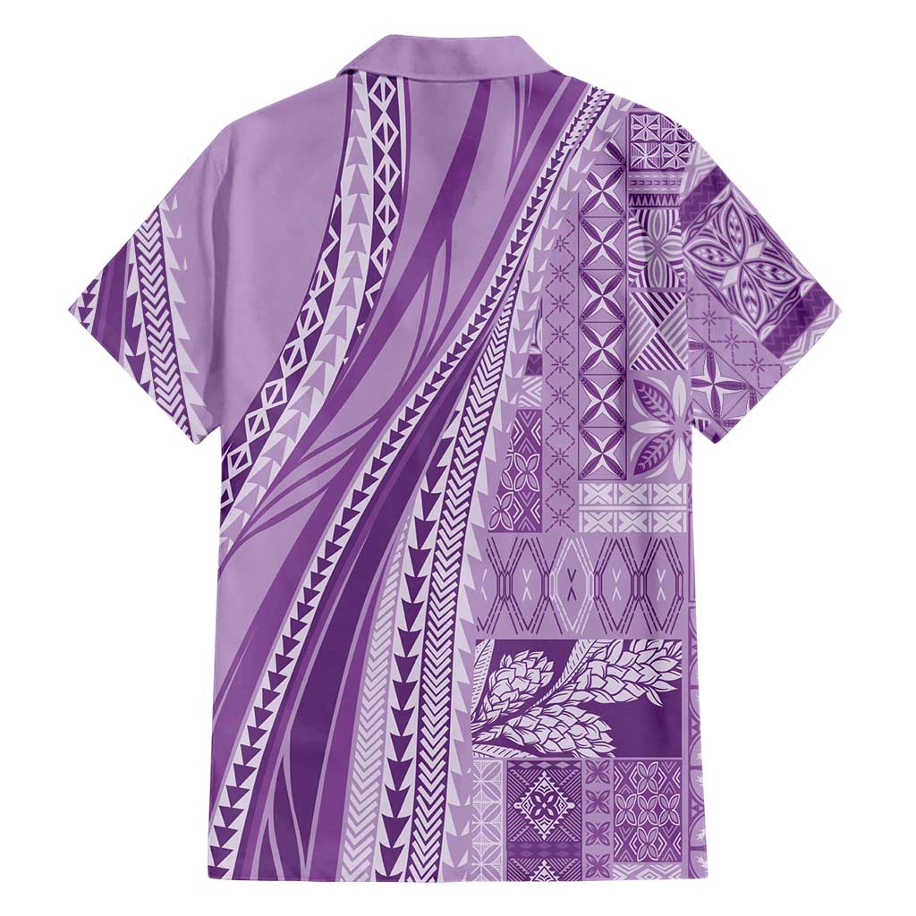 Pasifika Women's Day - Samoa Siapo Malu Tattoo Inspired Family Matching Long Sleeve Bodycon Dress and Hawaiian Shirt Lavender LT7 - Polynesian Pride