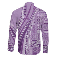 Pasifika Women's Day - Samoa Siapo Malu Tattoo Inspired Family Matching Off The Shoulder Long Sleeve Dress and Hawaiian Shirt Lavender LT7 - Polynesian Pride
