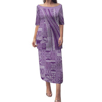 Pasifika Women's Day - Samoa Siapo Malu Tattoo Inspired Family Matching Puletasi and Hawaiian Shirt Lavender LT7 Mom's Dress Lavender - Polynesian Pride