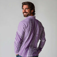 Pasifika Women's Day - Samoa Siapo Malu Tattoo Inspired Long Sleeve Polo Shirt Lavender