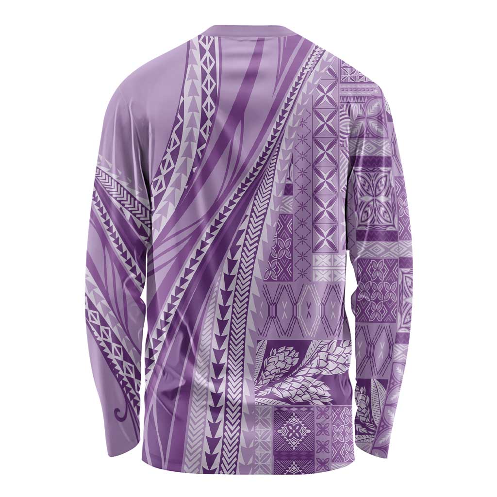 Pasifika Women's Day - Samoa Siapo Malu Tattoo Inspired Long Sleeve Shirt Lavender