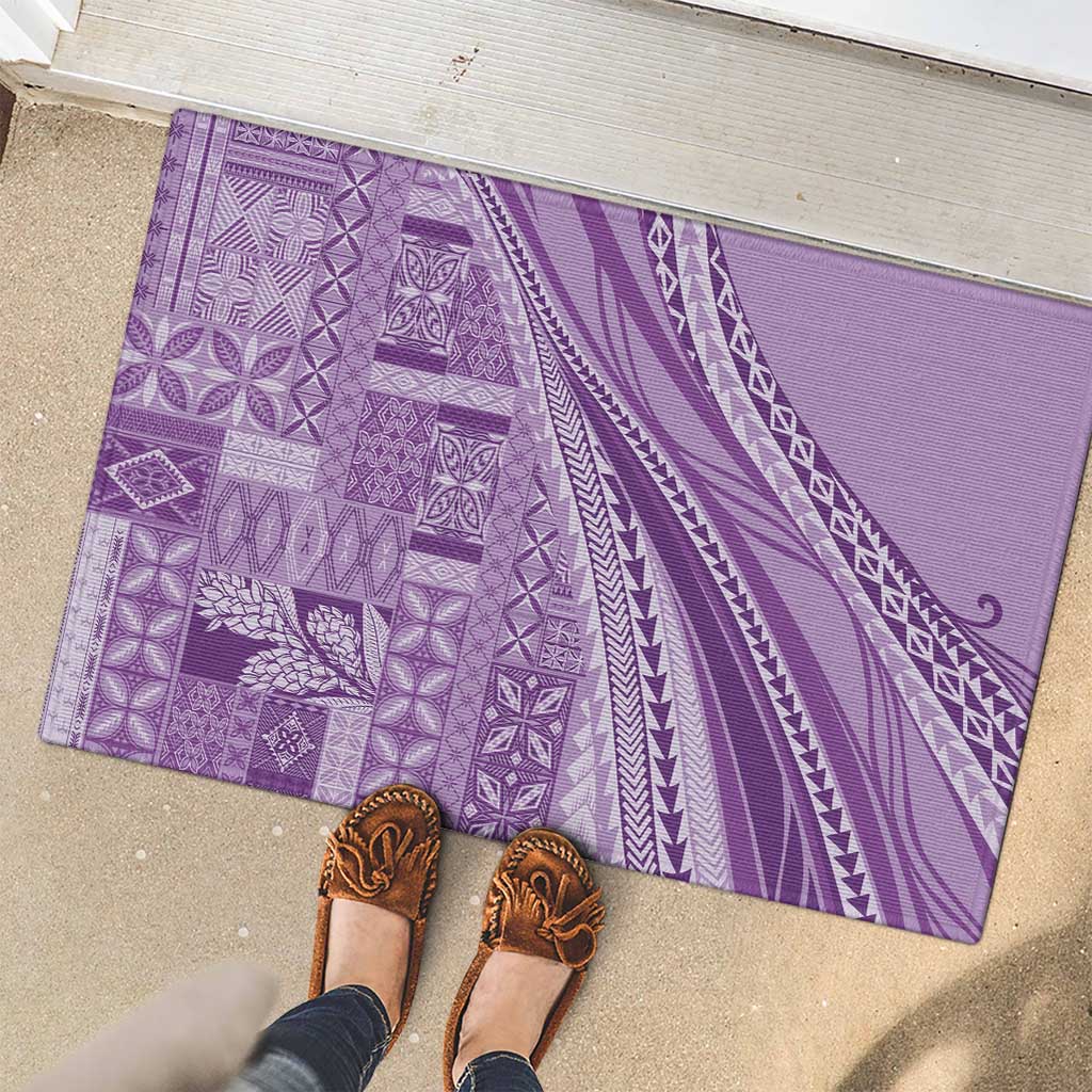 Pasifika Women's Day - Samoa Siapo Malu Tattoo Inspired Rubber Doormat Lavender