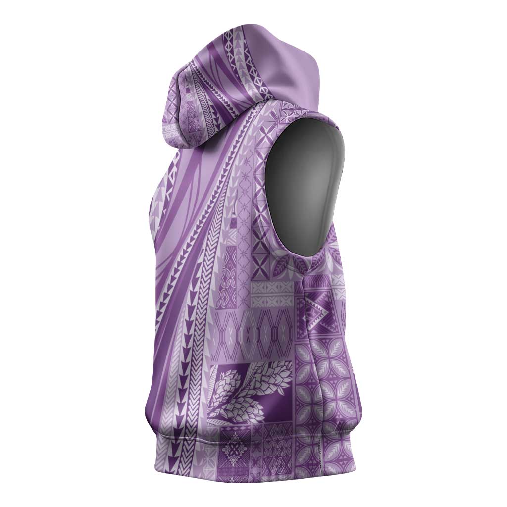 Pasifika Women's Day - Samoa Siapo Malu Tattoo Inspired Sleeveless Hoodie Lavender