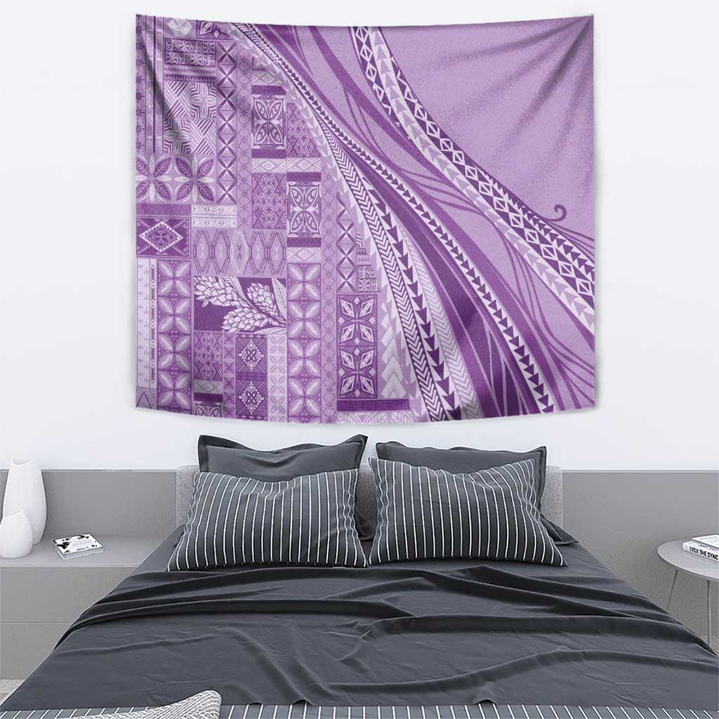 Pasifika Women's Day - Samoa Siapo Malu Tattoo Inspired Tapestry Lavender