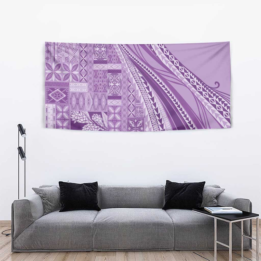 Pasifika Women's Day - Samoa Siapo Malu Tattoo Inspired Tapestry Lavender