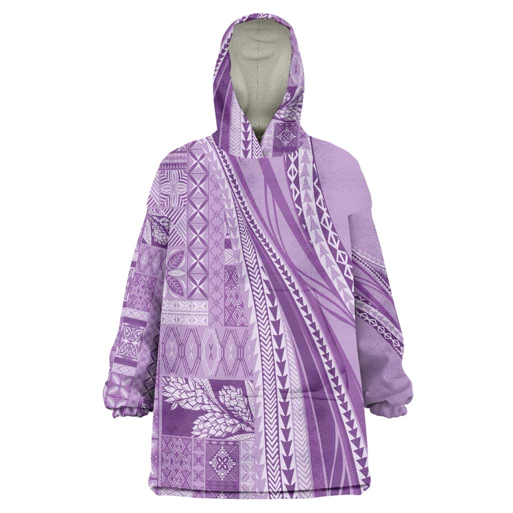 Pasifika Women's Day - Samoa Siapo Malu Tattoo Inspired Wearable Blanket Hoodie Lavender