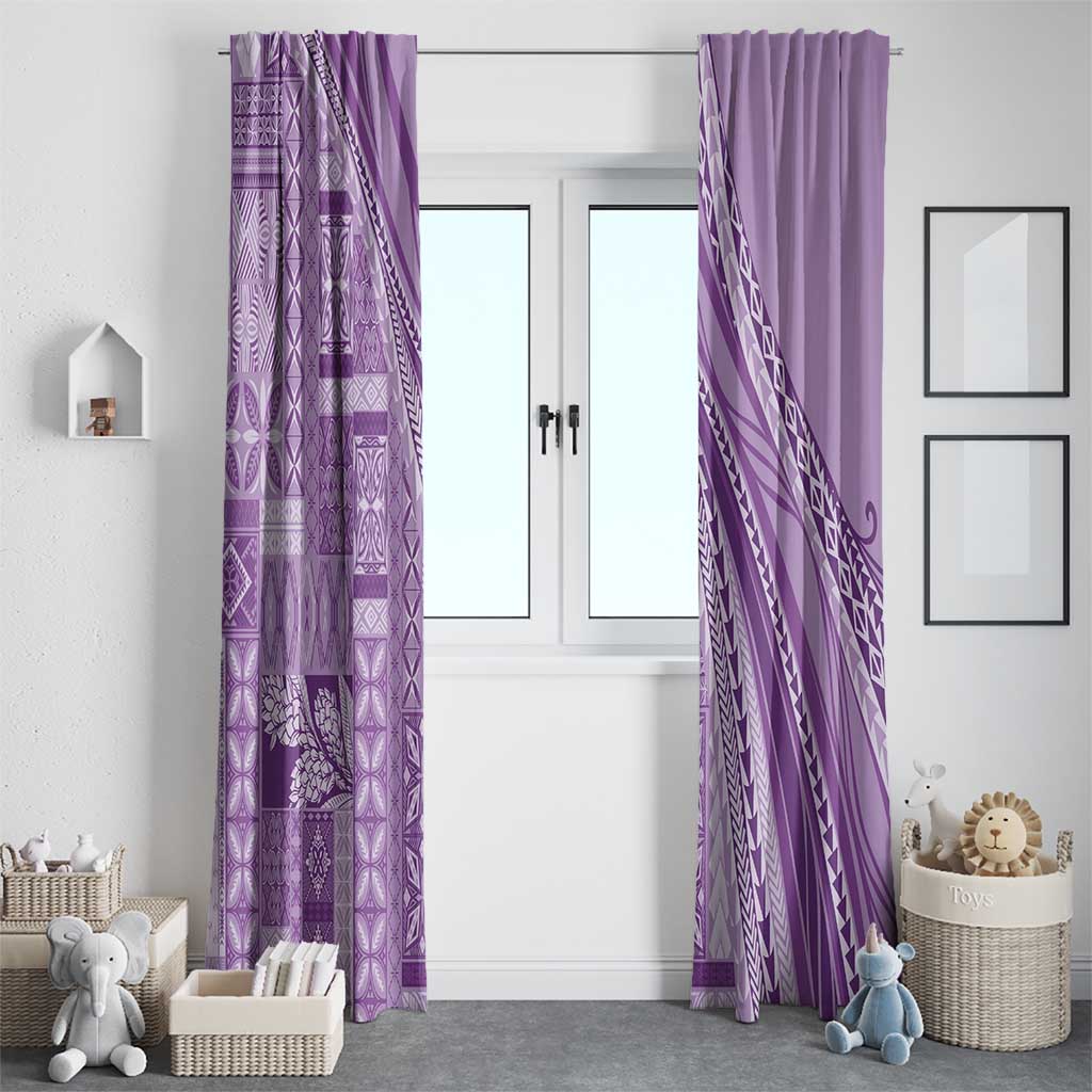 Pasifika Women's Day - Samoa Siapo Malu Tattoo Inspired Window Curtain Lavender