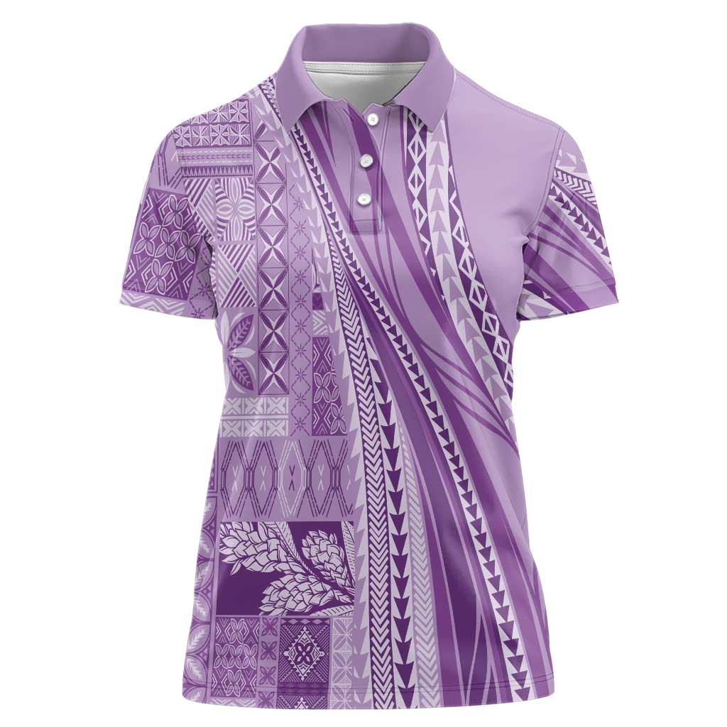 Pasifika Women's Day - Samoa Siapo Malu Tattoo Inspired Women Polo Shirt Lavender