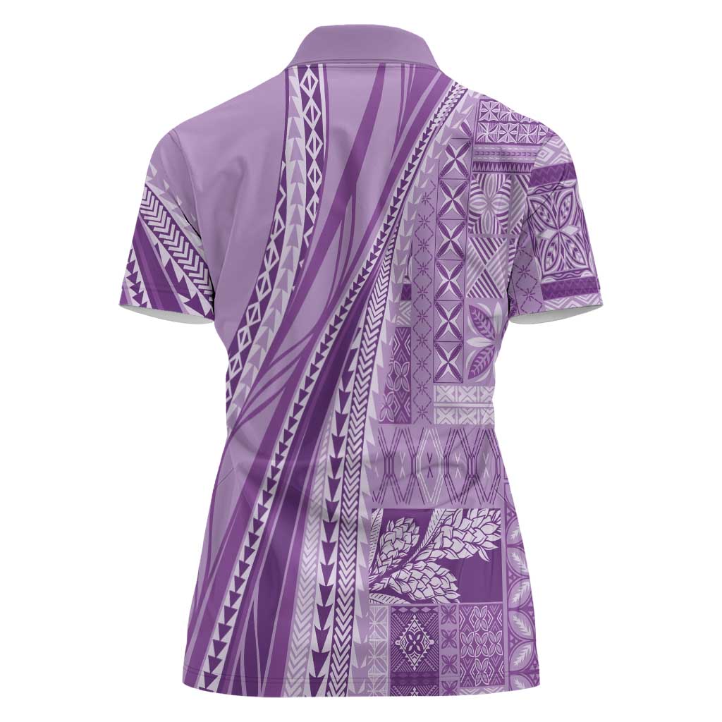 Pasifika Women's Day - Samoa Siapo Malu Tattoo Inspired Women Polo Shirt Lavender