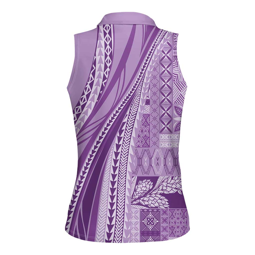 Pasifika Women's Day - Samoa Siapo Malu Tattoo Inspired Women Sleeveless Polo Shirt Lavender