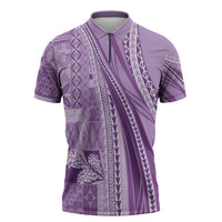 Pasifika Women's Day - Samoa Siapo Malu Tattoo Inspired Zipper Polo Shirt Lavender