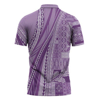 Pasifika Women's Day - Samoa Siapo Malu Tattoo Inspired Zipper Polo Shirt Lavender
