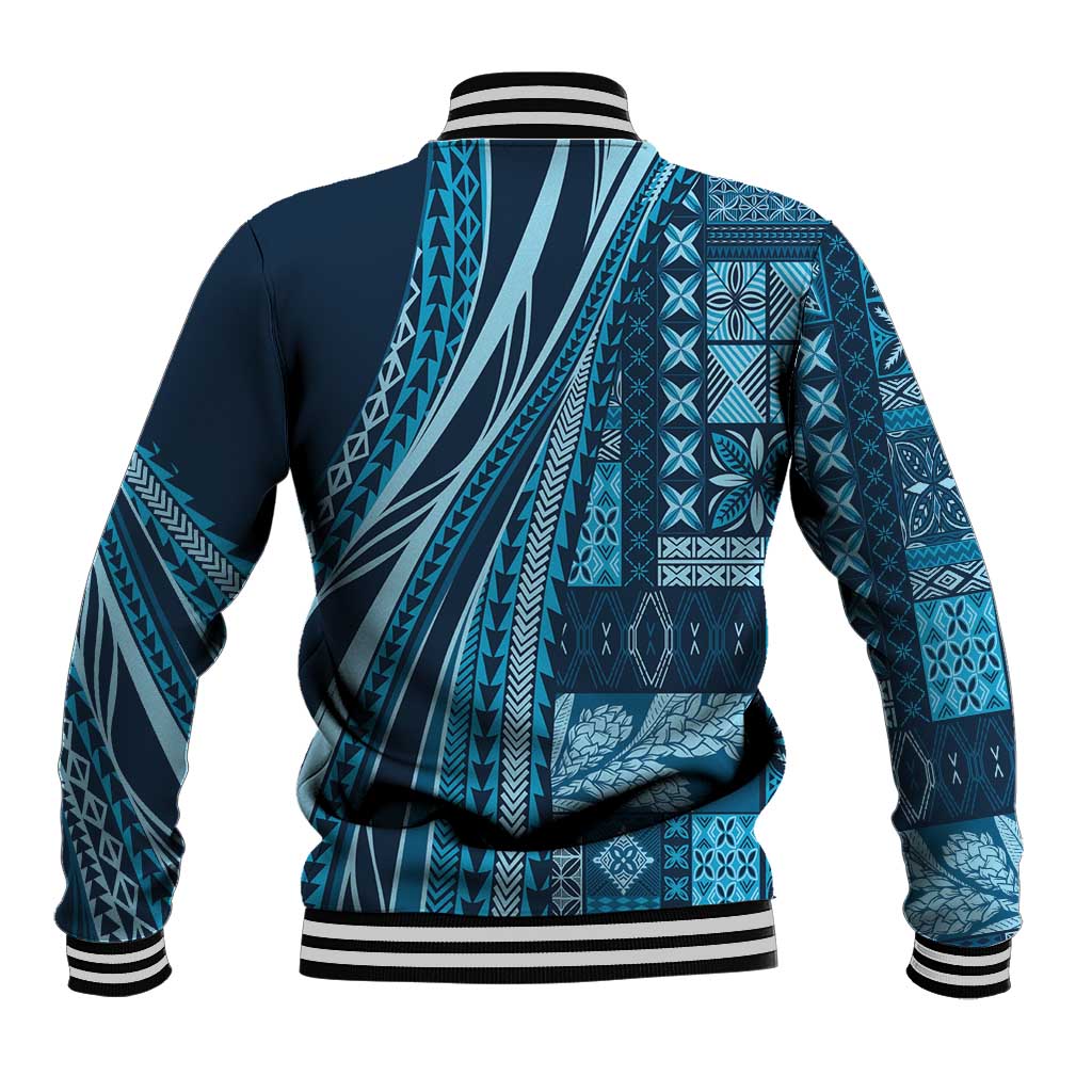 Pasifika Women's Day - Samoa Siapo Malu Tattoo Inspired Baseball Jacket Navy Blue