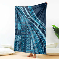 Pasifika Women's Day - Samoa Siapo Malu Tattoo Inspired Blanket Navy Blue