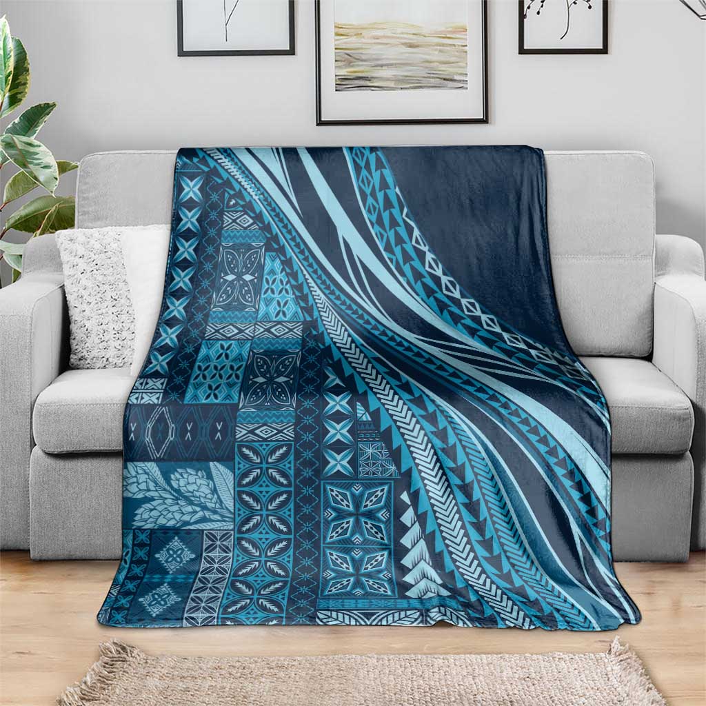 Pasifika Women's Day - Samoa Siapo Malu Tattoo Inspired Blanket Navy Blue