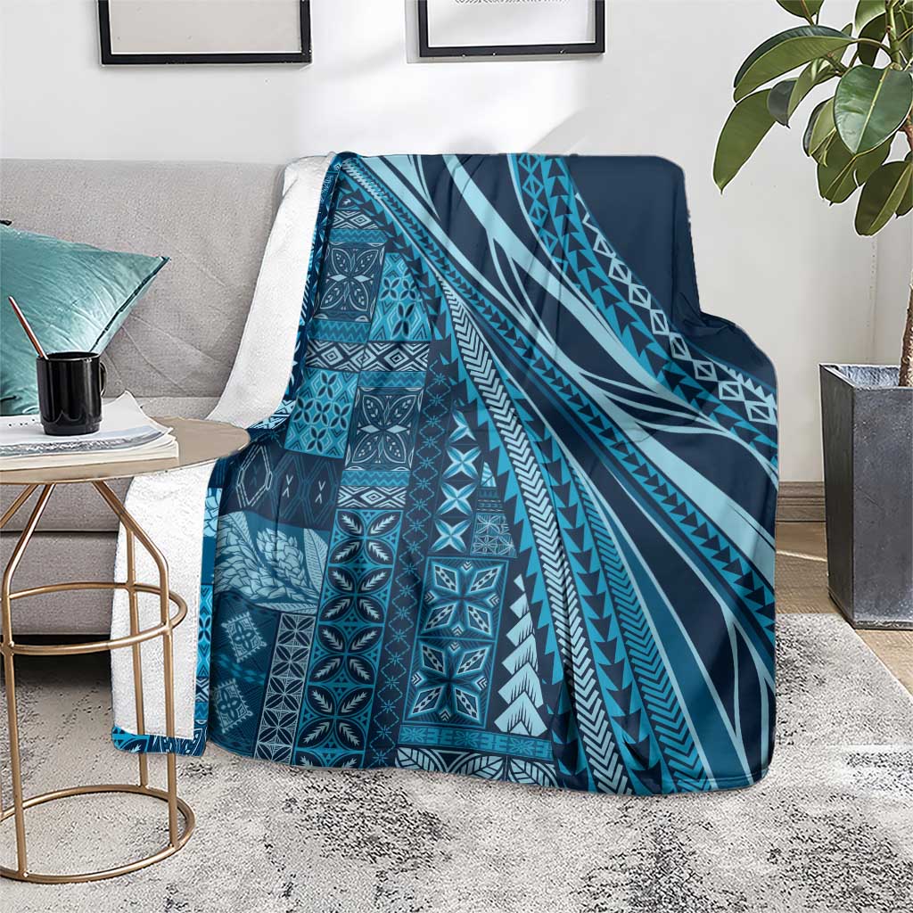 Pasifika Women's Day - Samoa Siapo Malu Tattoo Inspired Blanket Navy Blue
