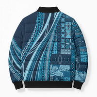 Pasifika Women's Day - Samoa Siapo Malu Tattoo Inspired Bomber Puffer Jacket Navy Blue