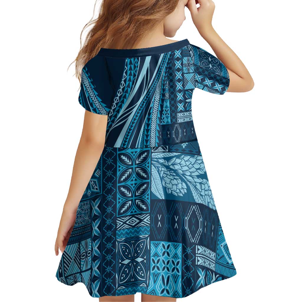 Pasifika Women's Day - Samoa Siapo Malu Tattoo Inspired Family Matching Off Shoulder Maxi Dress and Hawaiian Shirt Navy Blue LT7 - Polynesian Pride