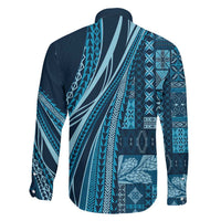 Pasifika Women's Day - Samoa Siapo Malu Tattoo Inspired Family Matching Off Shoulder Maxi Dress and Hawaiian Shirt Navy Blue LT7 - Polynesian Pride