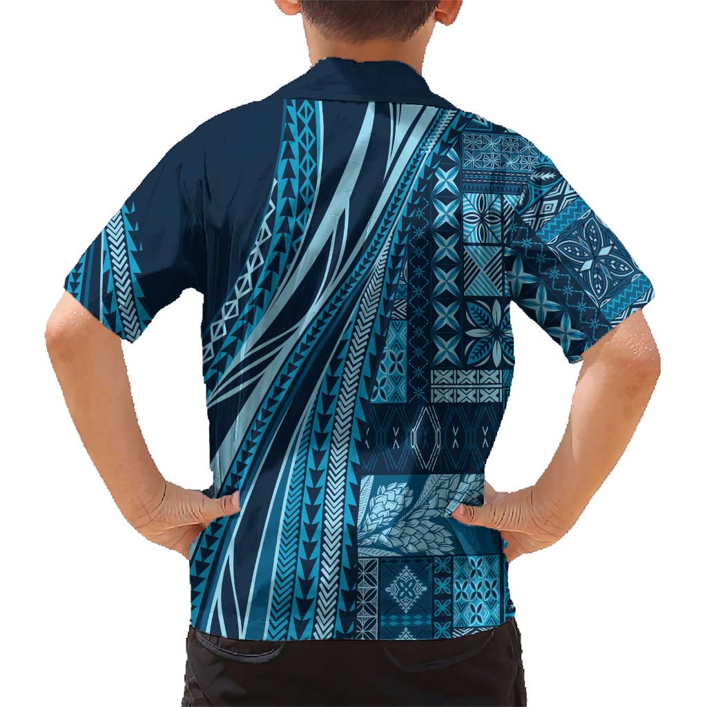 Pasifika Women's Day - Samoa Siapo Malu Tattoo Inspired Family Matching Summer Maxi Dress and Hawaiian Shirt Navy Blue LT7 - Polynesian Pride