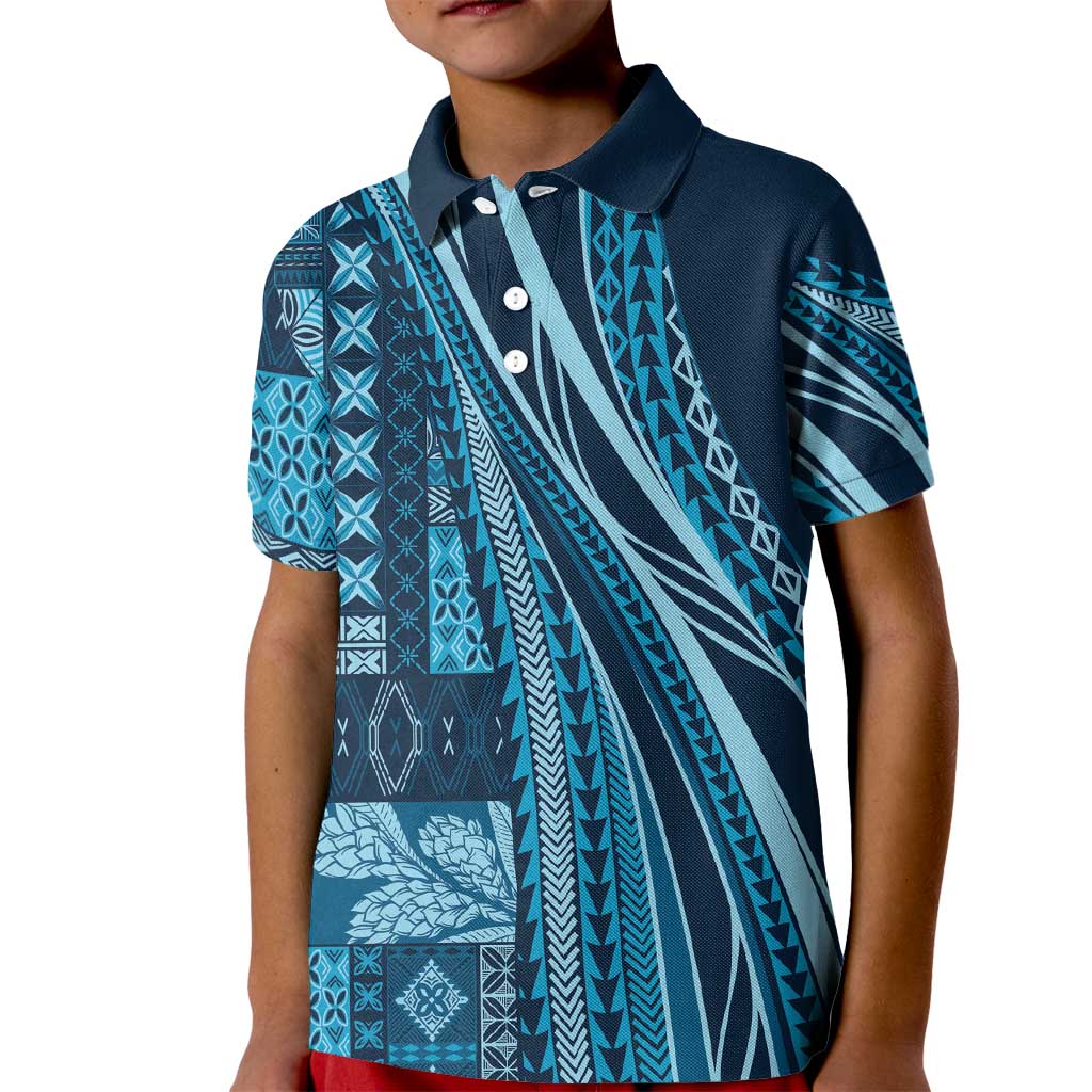 Pasifika Women's Day - Samoa Siapo Malu Tattoo Inspired Kid Polo Shirt Navy Blue