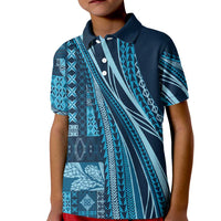 Pasifika Women's Day - Samoa Siapo Malu Tattoo Inspired Kid Polo Shirt Navy Blue