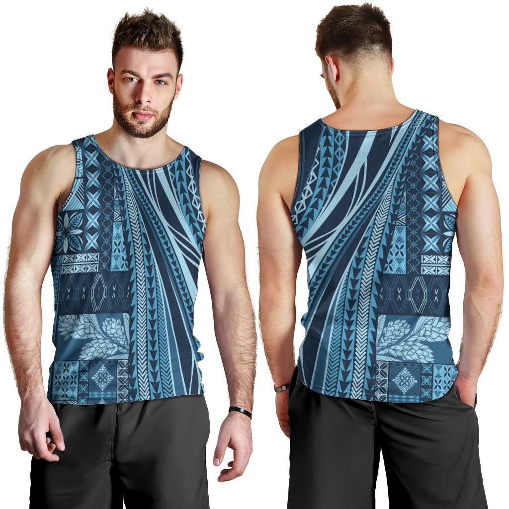 Pasifika Women's Day - Samoa Siapo Malu Tattoo Inspired Men Tank Top Navy Blue