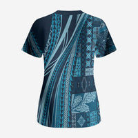 Pasifika Women's Day - Samoa Siapo Malu Tattoo Inspired Scrub Top Navy Blue