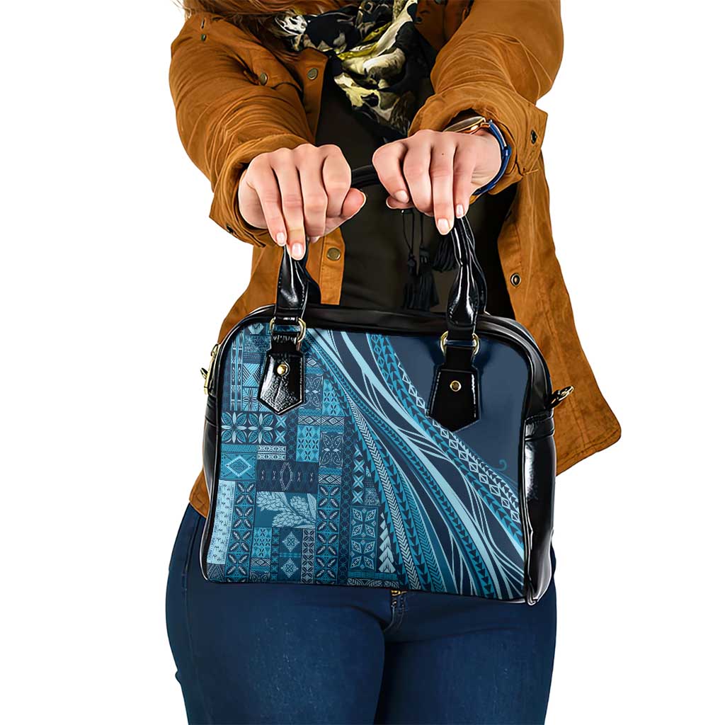 Pasifika Women's Day - Samoa Siapo Malu Tattoo Inspired Shoulder Handbag Navy Blue LT7 One Size Navy Blue - Polynesian Pride