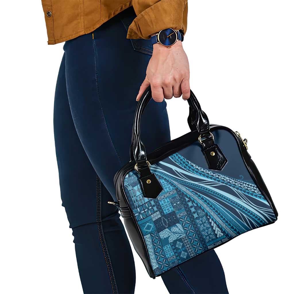 Pasifika Women's Day - Samoa Siapo Malu Tattoo Inspired Shoulder Handbag Navy Blue LT7 - Polynesian Pride