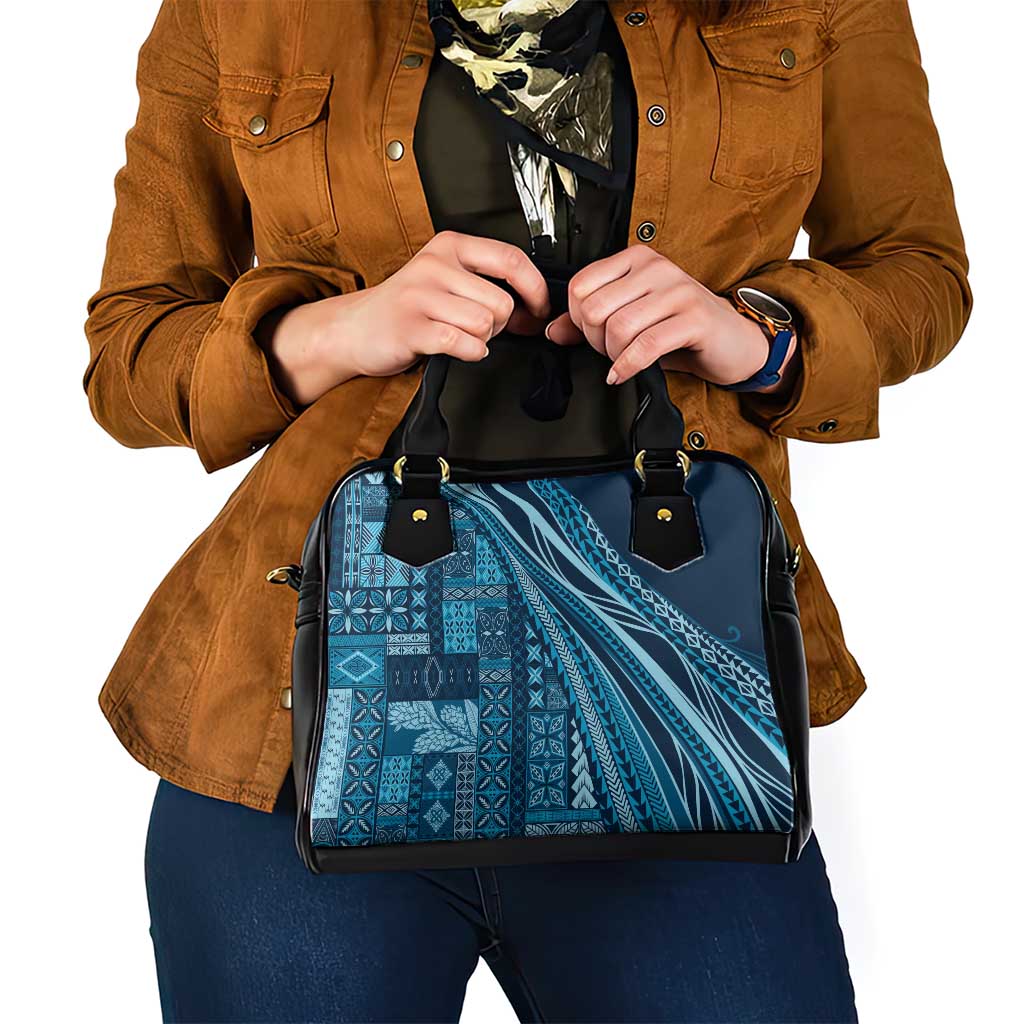 Pasifika Women's Day - Samoa Siapo Malu Tattoo Inspired Shoulder Handbag Navy Blue LT7 - Polynesian Pride