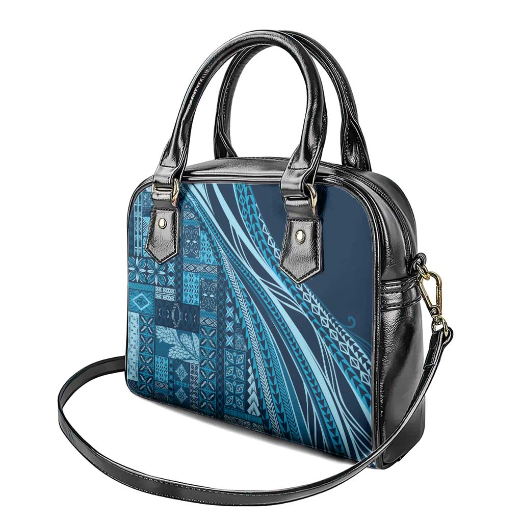 Pasifika Women's Day - Samoa Siapo Malu Tattoo Inspired Shoulder Handbag Navy Blue LT7 - Polynesian Pride