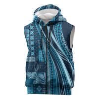 Pasifika Women's Day - Samoa Siapo Malu Tattoo Inspired Sleeveless Zip Hoodie Navy Blue