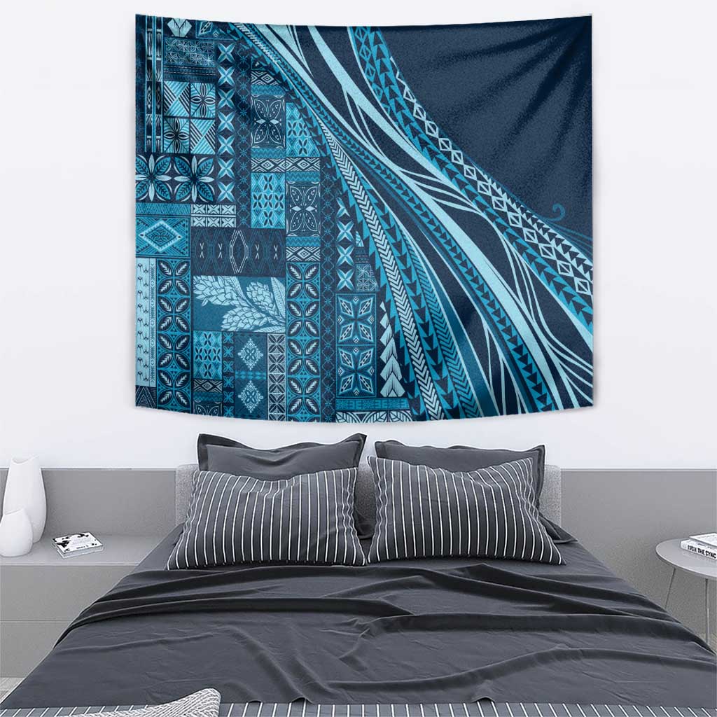Pasifika Women's Day - Samoa Siapo Malu Tattoo Inspired Tapestry Navy Blue