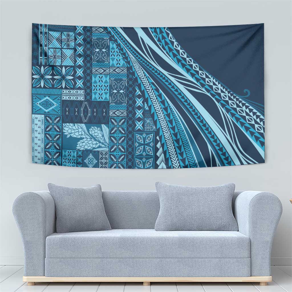 Pasifika Women's Day - Samoa Siapo Malu Tattoo Inspired Tapestry Navy Blue