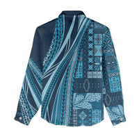 Pasifika Women's Day - Samoa Siapo Malu Tattoo Inspired Women Casual Shirt Navy Blue