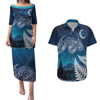 New Zealand Matariki Couples Matching Puletasi and Hawaiian Shirt Starry Night Style LT7 Navy - Polynesian Pride